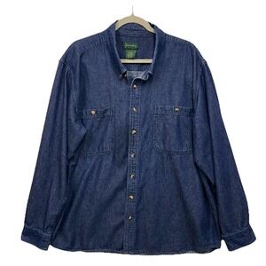 Scandia Woods Men's Denim Shirt XL Regular‎ Button Up Long Sleeve Blue Casual